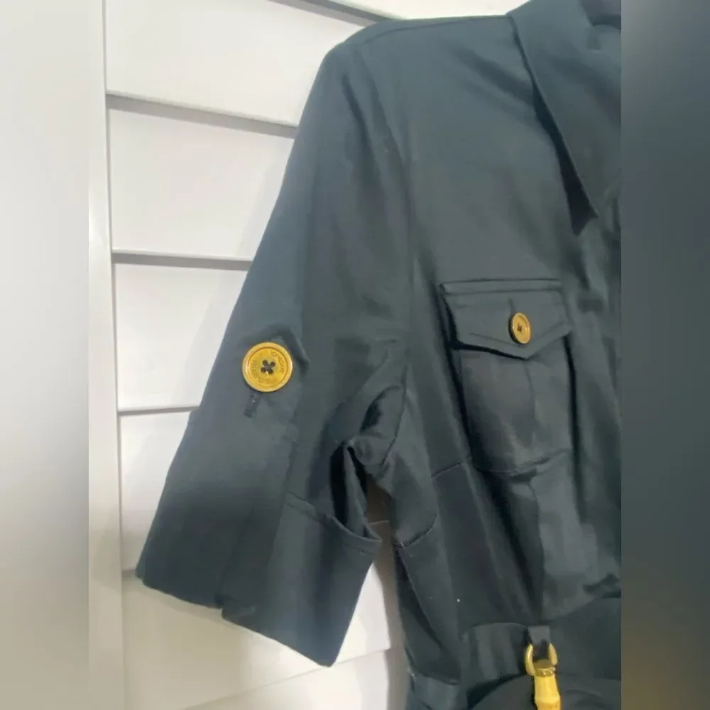 Navy Button-Up Dress - Picture 3 of 7